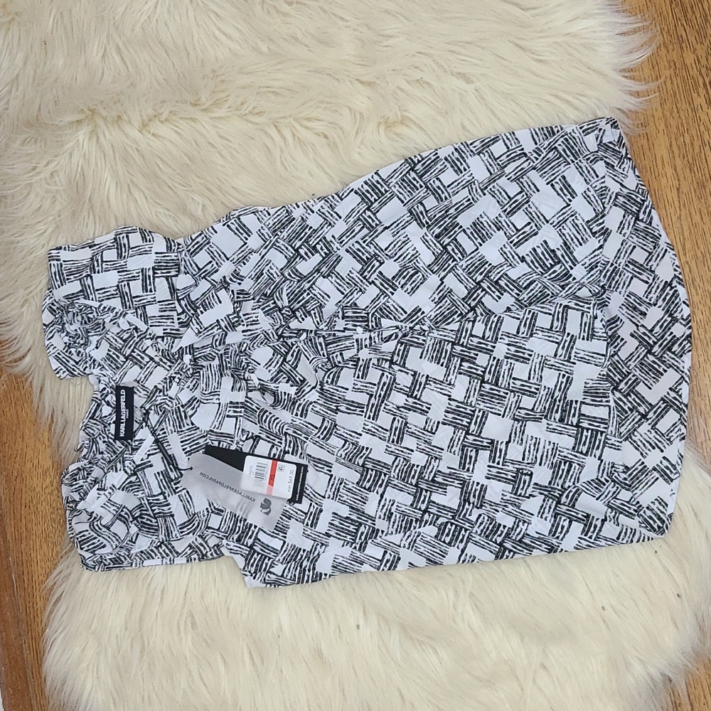 NWT Karl Lagerfeld tank blouse black & white XS - Picture 1 of 8